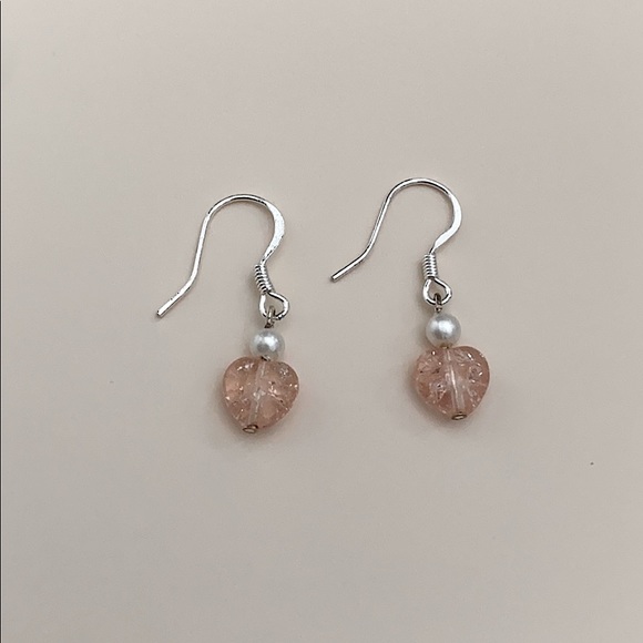 Handmade Jewelry - Pink Heart Earrings